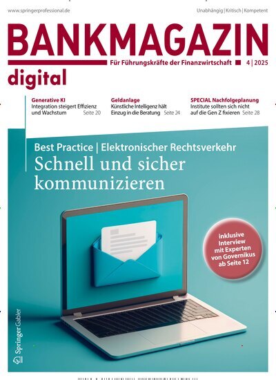 Titelbild der Ausgabe 4/2025 von Bankmagazin. Diese Zeitschrift und viele weitere Businessmagazine als Abo oder epaper bei United Kiosk online kaufen.