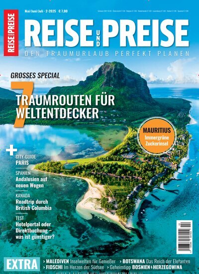 Titelbild der Ausgabe 2/2025 von REISE und PREISE. Diese Zeitschrift und viele weitere Reisemagazine, Freizeitmagazine und Wissensmagazine als Abo oder epaper bei United Kiosk online kaufen.